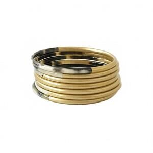 NEW SUNSHINE TIENDA women's shiny horn bangle set in gold & black